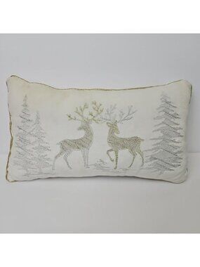 Christmas Throw Pillow Cover Soft Charming Rein Deer Tree Soft Rectangle